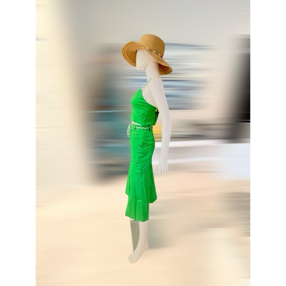 Gorgeous green 2-piece midi skirt set S M L - Picture 8 of 9